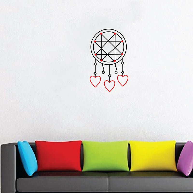 VVWV® Heart Dream Catcher Wall Stickers for Living Kids Girls Boys Bedroom Home & Kitchen Hall Wall Vinyl Decor L x H 40 x 70 Cms