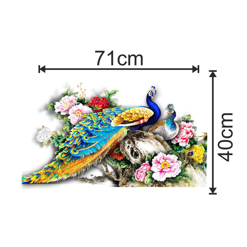 Sticker Yard 'Peacock Birds Nature' Vinyl Wall Sticker for Living Room/Bedroom/Office and All Decorative Wall Stickers 71X40 CM