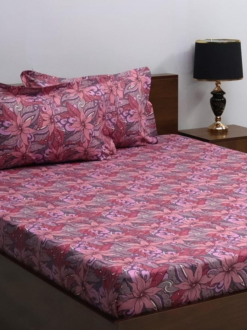 Bombay Dyeing Double Bedsheet Cotton 144 TC Premium Bedsheet & 2 Pillow Covers | Double | 224 X 254 Cms | Fade Less Colors | 2002 - Pink