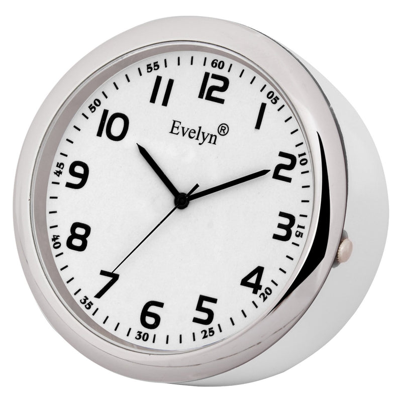 Evelyn Analog Table Clock Classic Small Round Car Dashboard Time Desk Watch White Size 45mm