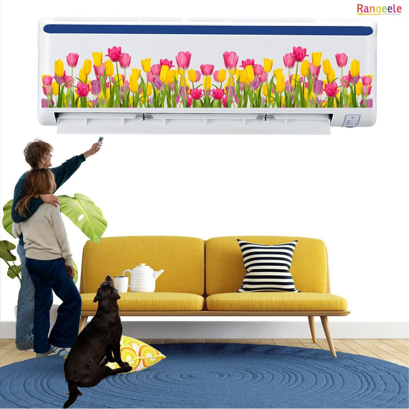 Rangeele '3D Nature Flower'' AC Cover Sticker (96.5 cm x 30.2 cmx 24.1 cm)