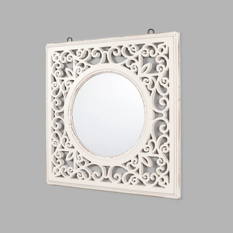 THE URBAN STORE Decorative & Hand Crafted Wooden Square Wall Mirror (50 x 50 x 2 CM)