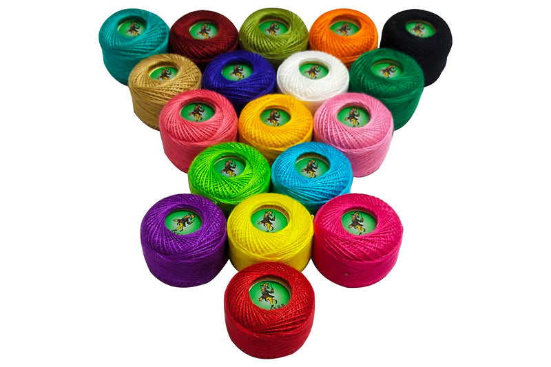 Cotton Thread Soft and Shine ball for Embroidery, Crochet Knitting, Weaving and Craft Making 14 Gram,1 Ball 40 To 45 Mtr ,6 strand Pack of 18 Color 18 Pcs.