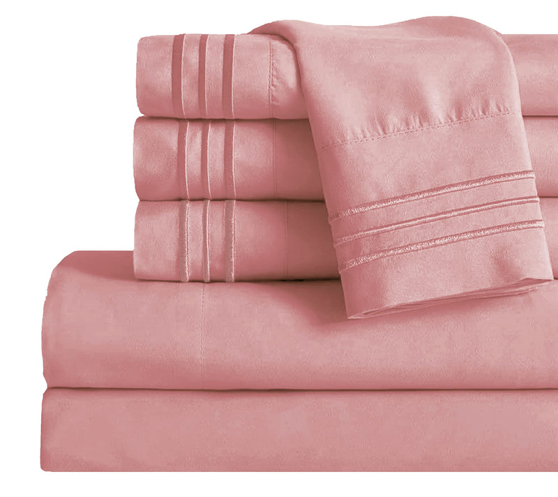 Mocassi King Sheet Set - Luxury Hotel 1800 Premier Bedding Sheets & Pillowcases - Ultra Soft Breathable & Cooling Bed Sheets - Deep Pocket - Wrinkle Resistant - 6 Piece Set - King, Dusty Rose