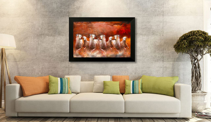 1 Art of Creations Vastu Seven Running Horses UV Textured Framed Digital Reprint 14 inch x 20 inch Painting BANFH6541