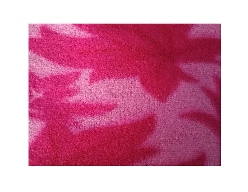 Visnik Leaf Print Woollen Quilt(Razai)/Blanket Cover(Single Bed) Pink