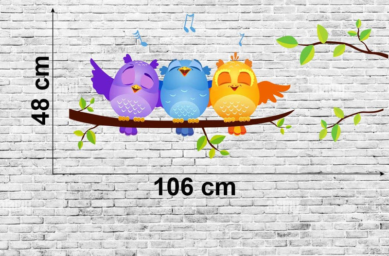 Delight Art Tree with Three Owl Wall Sticker Size - (106 * 48) cm Model id - (DAMC00122L)