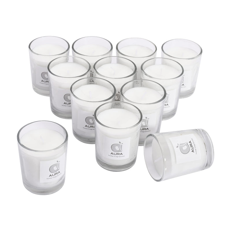 AURA Pure White Shot Glass Candles - Pack of 12