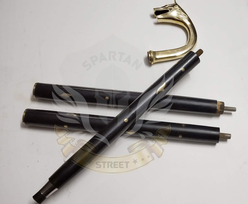 Spartan Street Elegant Brass Fox Head Classic Stick Wooden Shaft Brass Replica Walking Canes