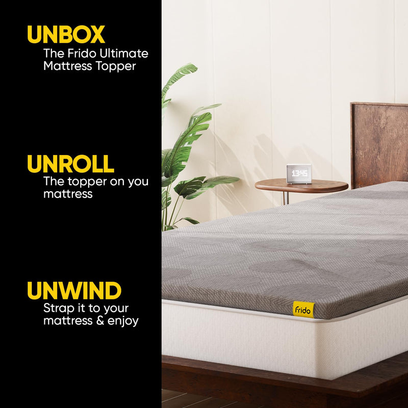 Frido Ultimate Mattress Topper for Single Bed | Single Bed Topper 72"x36" | 2" Padding | Mattress Topper for Back Pain & Neck Pain | Soft & Supportive | 10x Sleep Comfort