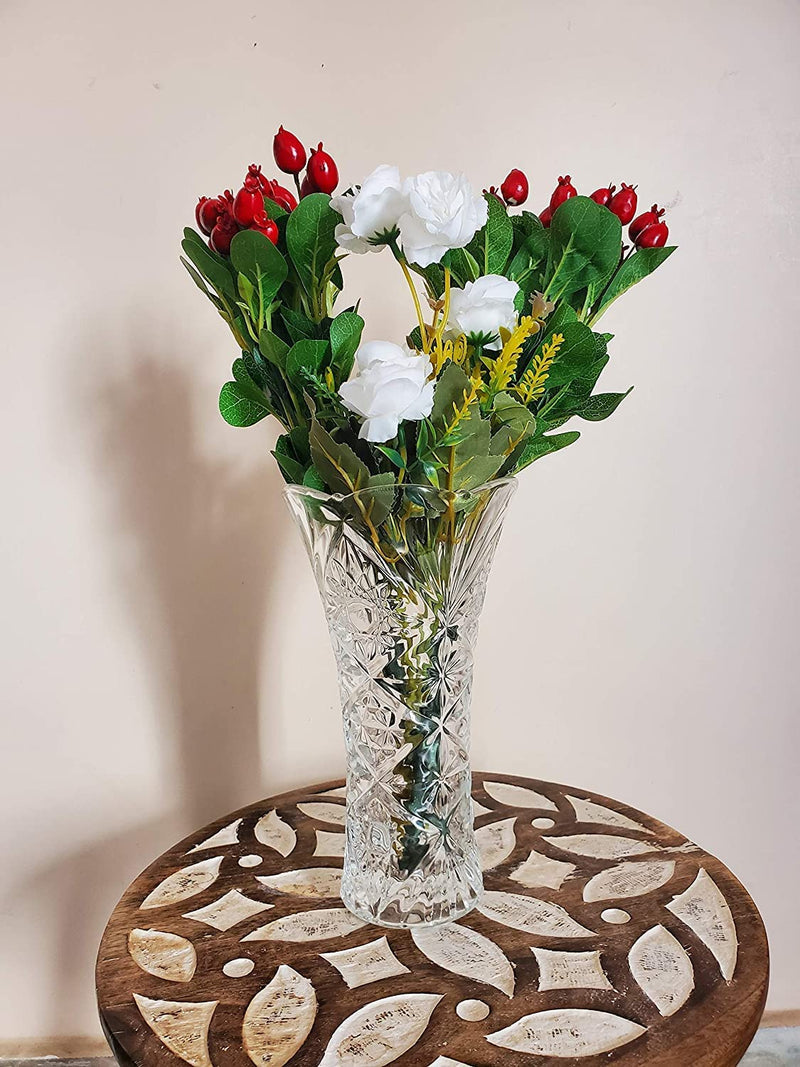 Centre Table Living Room Decor Large Vase Crystal Clear Glass 12 Inch Flower Vase Tall Pot for Home Office