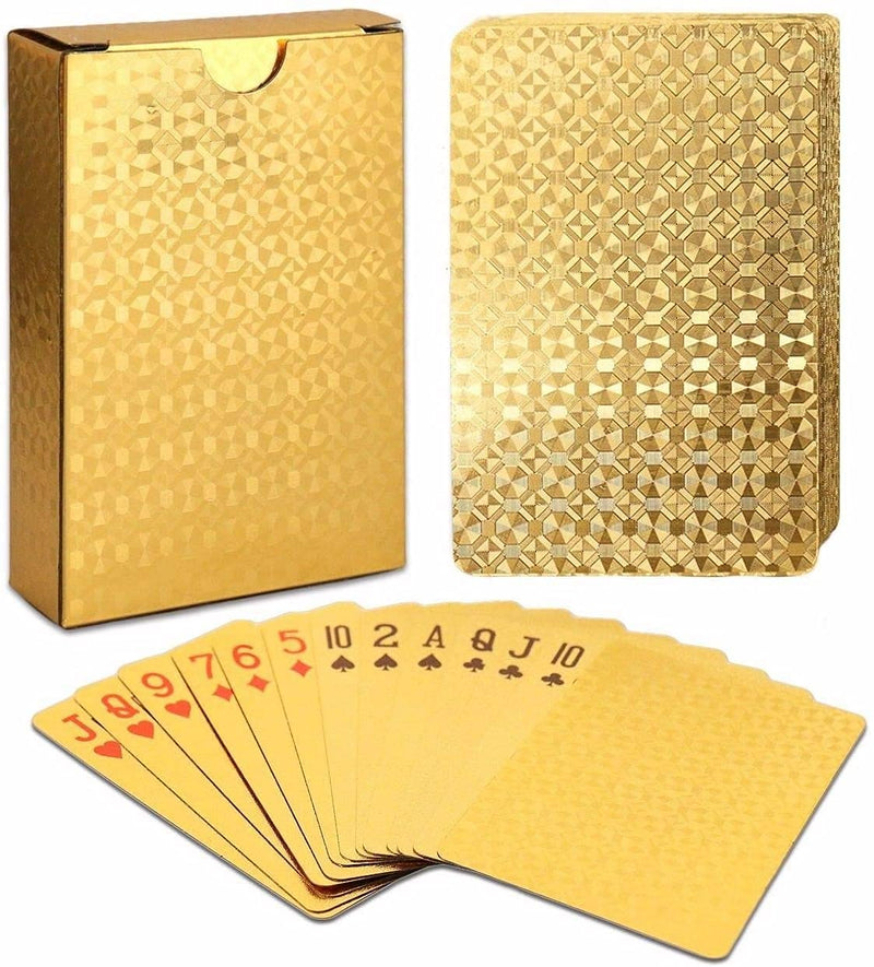 INDIA TOY Gold Deck of Waterproof Cards, Flexible PVC Plastic Gold Playing Cards Premium Poker Cards Gold Waterproof Playing Cards Washable Flexible Use for Party Game