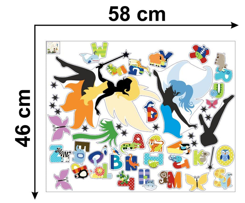 Delight Art Flat Alphabets with Fairy Design Wall Sticker Size - ( 104*84 ) cm Model id - ( DAMC00678L )