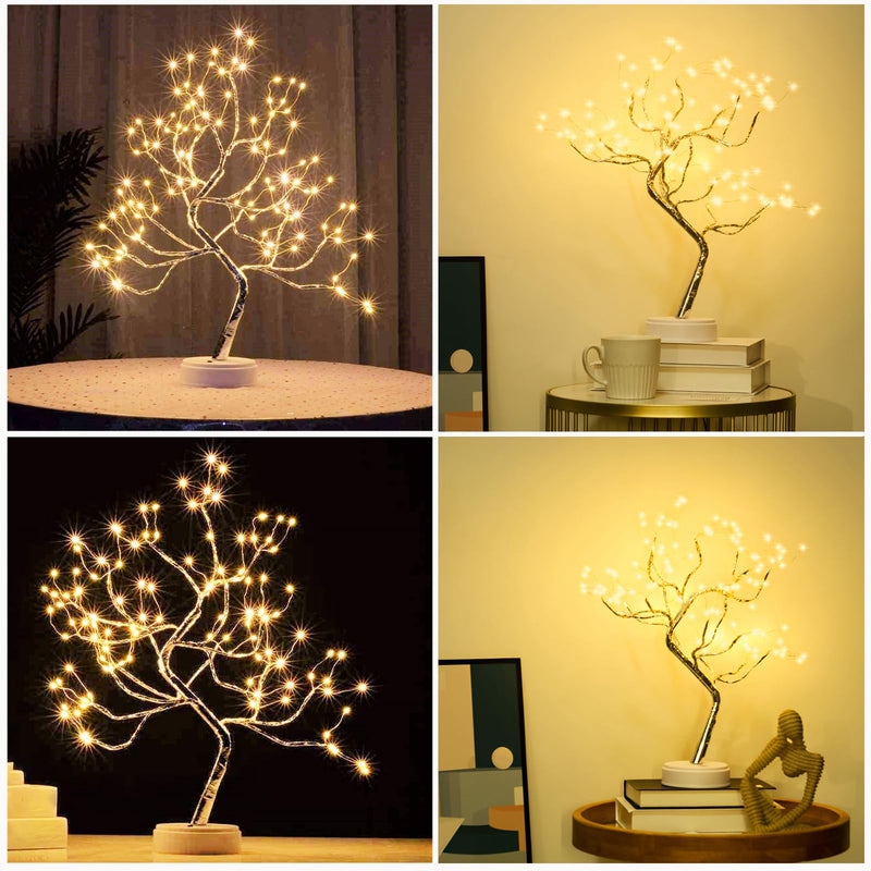 PXB Glowtronix Tabletop Bonsai Tree Light With 108 Led Copper Wire String Lights,Diy Artificial Tree Lamp,Battery/Usb Operated,For Bedroom Desktop Christmas Party Indoor Decoration Lights(Warm White)