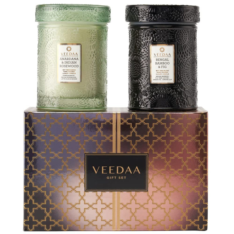 VEEDAA Mandala Glass Duo Candles Gift Set (Style 4)