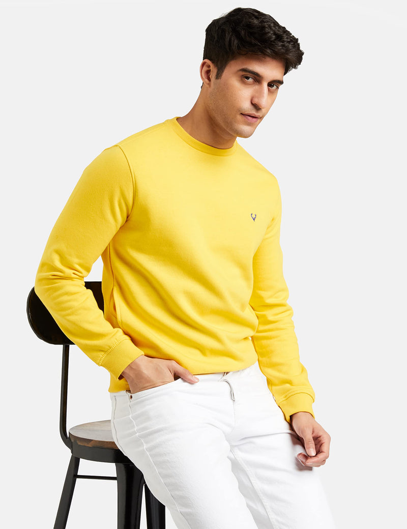 Allen Solly Men Cotton Round Neck Sweatshirt ASSTORGP773994M_Yellow 13-0758TCX_Yellow_M