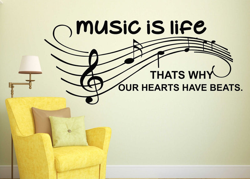 Wallstick Music is Life wallstickers (Vinyl 95 cm x 40 cm)