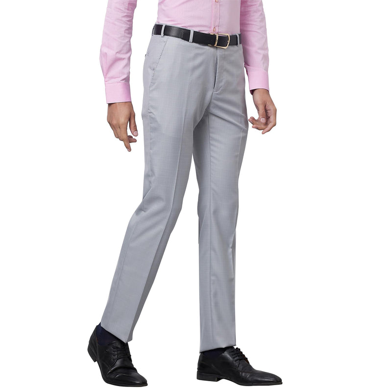 Raymond Men's Slim Fit Polyviscose Blend Flat Front Solid Pattern Light Grey Formal Trouser (Size: 36)-RMTS04716-G2