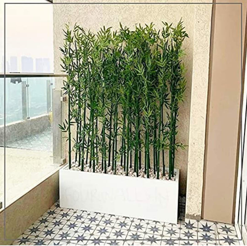 VRB DecTM Artificial Bamboo Tree Plant Leaves Sticks Original Bamboo and Polyester Without Pots (Approx Height : 5 Feet Each) (Pot NOT Included) (Pack of 2 PCS)