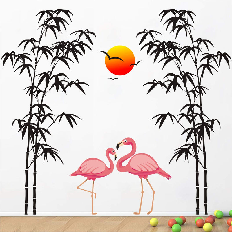 WALLSTICKS ' Flamingo -Birds - Love - Sunrise - Bamboo - Tree - Nature - Scenic - Creative – Colourful - Wallsticker ' - WS095 (PVC Vinyl - 150 cm X 120 cm)