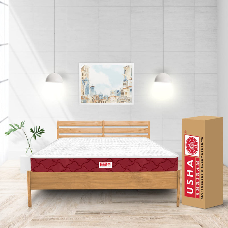 USHA SHRIRAM TRU Spring 8-Inch High Performance Bonnell Spring Queen Size ||Hypercool Ventillation|with NPSS Technology|FirmComfort|for Hot Sleepers|with 7 Year Warranty, Red (LxB: 78X60)