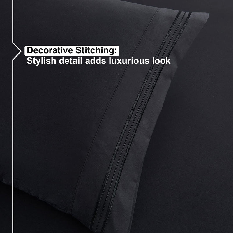 California King , Black : Bed Sheet Bedding Set, 100% Soft Brushed Microfiber with Deep Pocket Fitted Sheet - CAL KING - BLACK - 1800 Luxury Bedding Collection, Hypoallergenic & Wrinkle Free Bedroom Linen Set