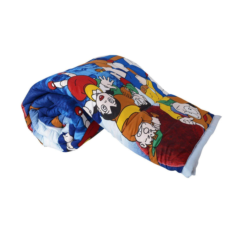 WONDERLOOK 100% Reversible Single Bed AC Blanket/Dohar/Combo Set of 2 Pc (Blue doremon & Motu patlu Print)