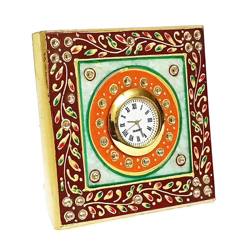 Handicraft Kingdom Clock For Kitchen Decoration Mini Cute Home Bathroom, Office Tabletop Display, Living Room, Bedroom & Bedside Gift With Ganesh Chowki| Approx Size (4 x 4 Inch & Wt (600 Gm Pack Of 3