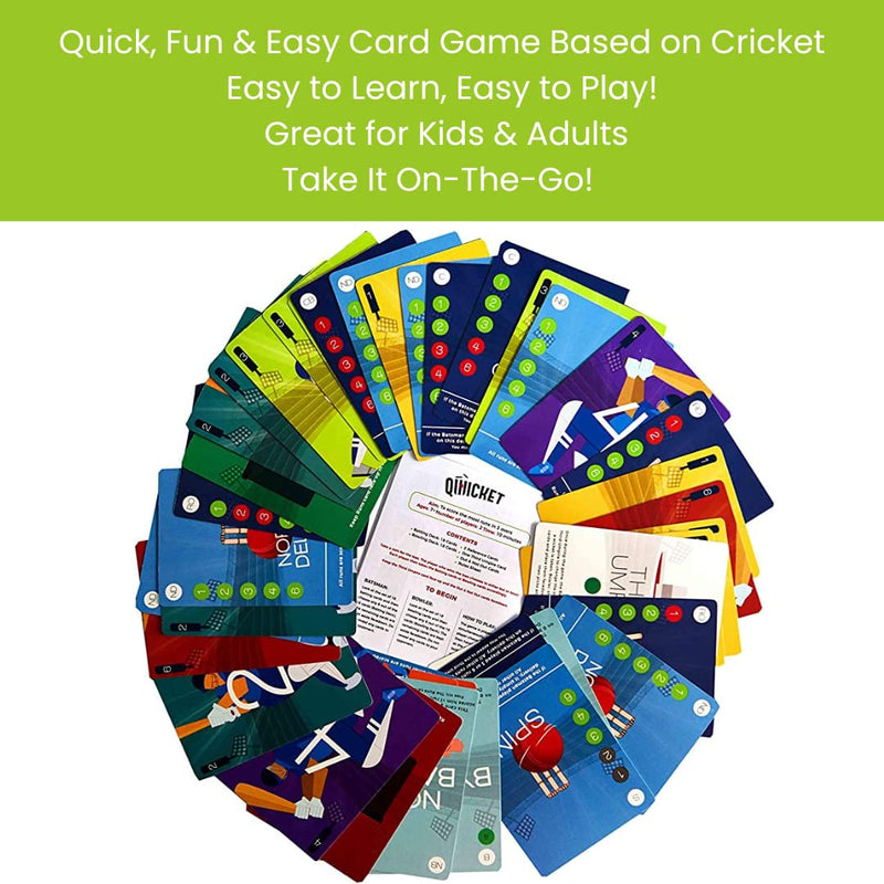 Binca Qwicket - Fun Card Game for All | Family Game for Kids, Teens and Adults | Indoor Cricket Game | Perfect Gift for Ages 7, 8,9 and Up (2 Players)