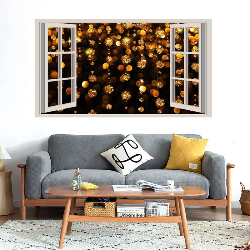 GADGETS WRAP Printed Wall Decal Sticker Fake Window Style Decal (90cm x 50cm) - Gold Balls