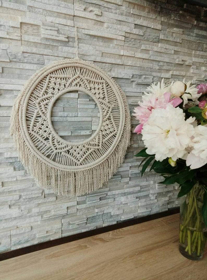 Zazza Home-Round Macrame Wall Hanging, Circle Macrame,Bohemian Decor, Home Decor, Wreath