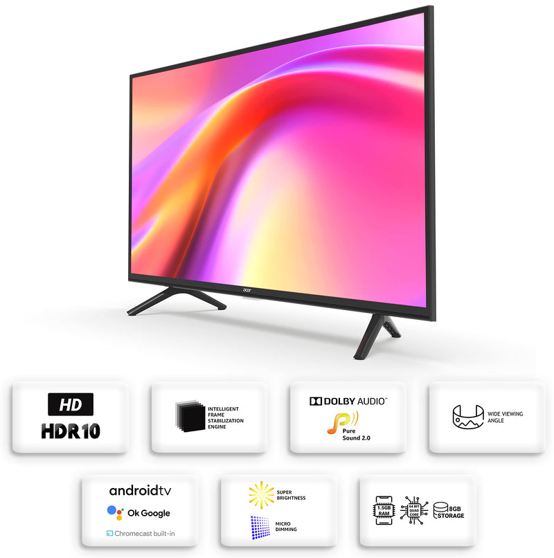 Acer 80 cm (32 inches) P series HD Ready Android Smart LED TV AR32AP2841HD (Black) (2021 Model)