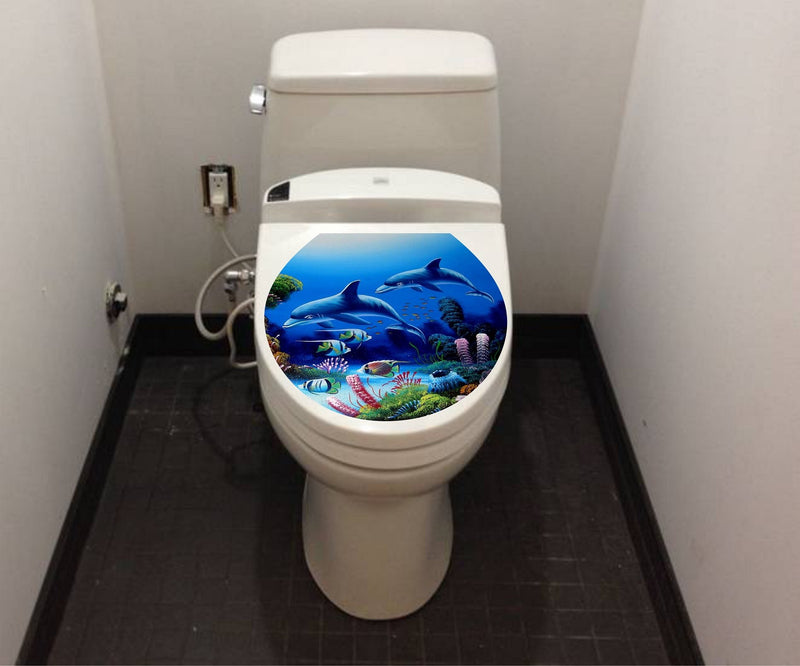 Asmi Collections Restroom Toilet Seat Wall Stickers Fish Underwater