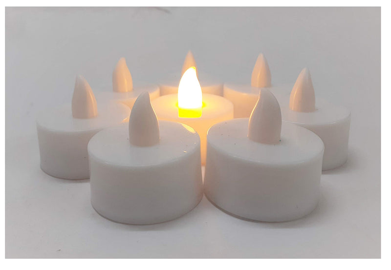 AFTERSTITCH Led Artificial Candles Light Diya for Romantic Dinner Birthday Party Bed Room Home Decoration 24 Decorative Smokeless Flameless Led Lights Diwali Lighting with Battery Height 3.5 Cm