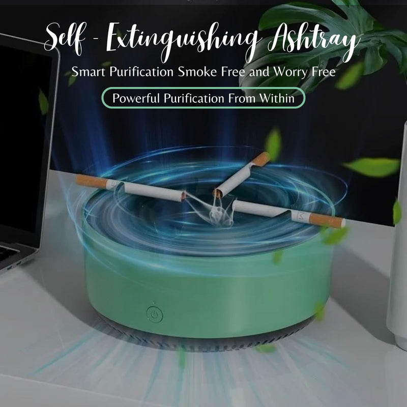 GLOWICK Smokeless Ashtray Cigarettes Indoor Spinning Tray Non-Slip Base Home Ashtrays Portable Ash Tray Self Extinguishing for Cars Indoor Office Ashtray (1PCS)