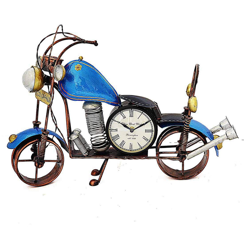 Artlivo Popart Blue Bike Table Clock with 4" DailClock/Table Clock/Table Top/Table Decor/Decorative Clock/Handicraft Clock/Bike Clock/Bike/for Gift