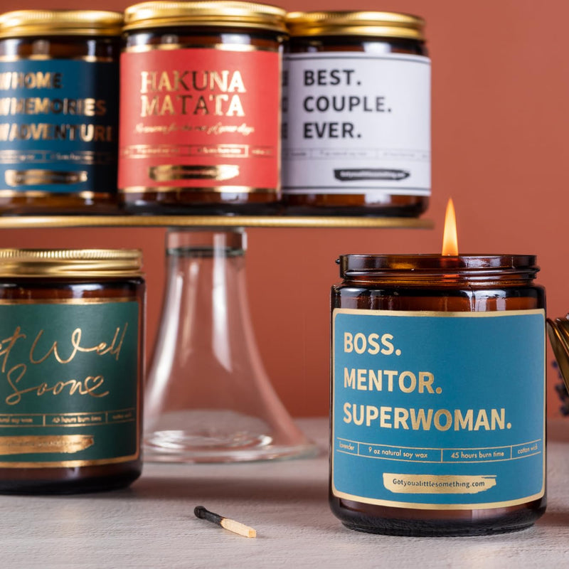 Boss Lady Gifts for Women - Boss Mentor Superwoman Hand Poured Lavender Candle Made with Natural Soy Wax (9oz)