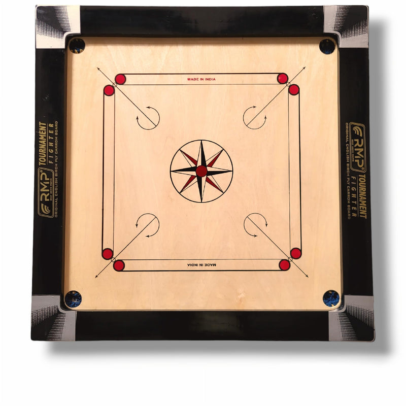 RMP Champion Carrom Board 36 inch Full Size for Adults, Smooth Surface and Glossy Finish Carrom Board with Carrom Coins, Striker 15g and Magic boric Powder, Fighter Series