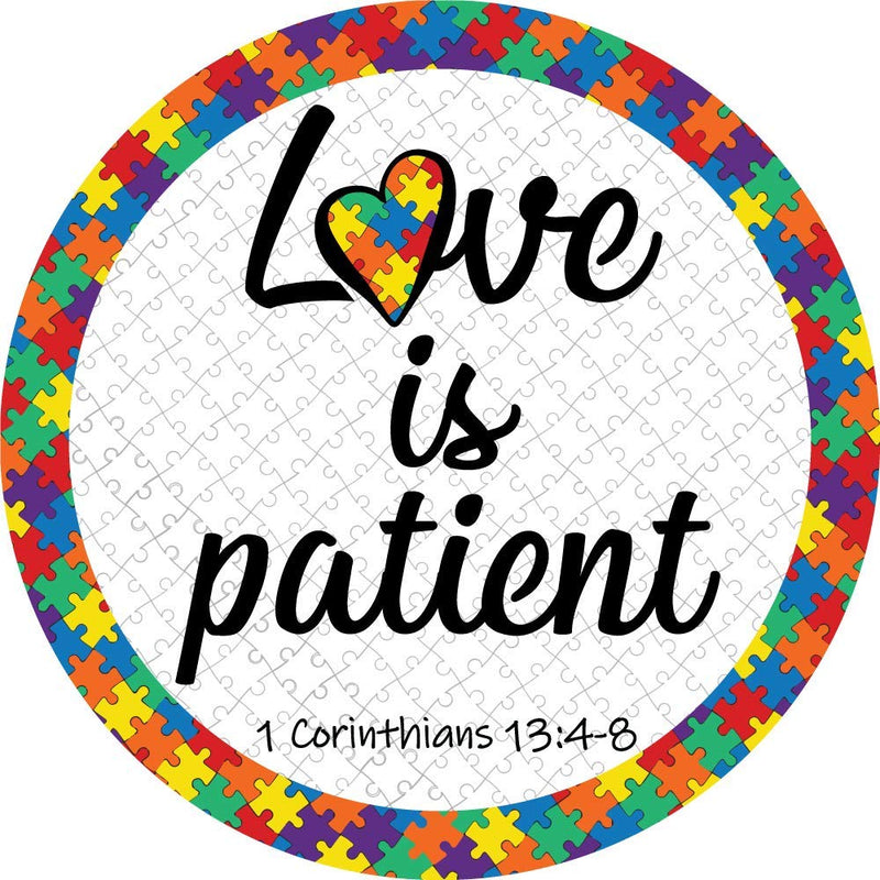 Corinthians 13:4-8 Love is Patient Autism Puzzle Round Car Magnet Bumper Decal, 5 1/2 Inch