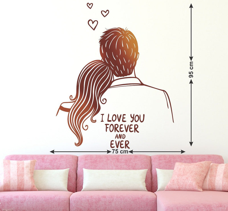 Wallstick 'I Love U Forever and Ever' Wall Sticker (Vinyl, 49 cm x 4 cm x 4 cm)