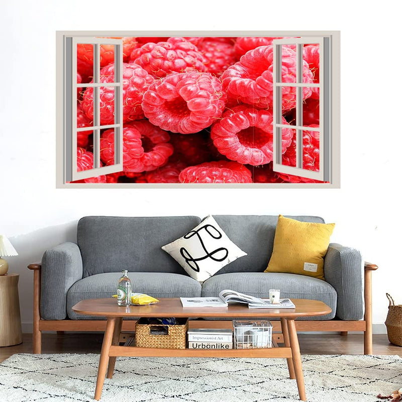 GADGETS WRAP Printed Wall Decal Sticker Fake Window Style Decal (90cm x 50cm) - Red Berries