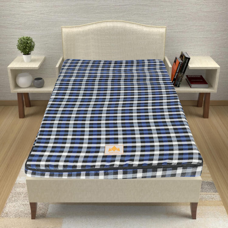 MOROFEEL 3 inch Pu Foam Single Bed Mattress Blue & White