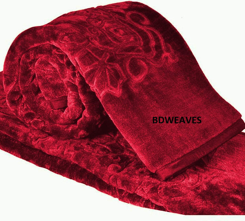 BDWEAVES Woolen Super Soft Blanket for Winter (Maroon, Single Bed)