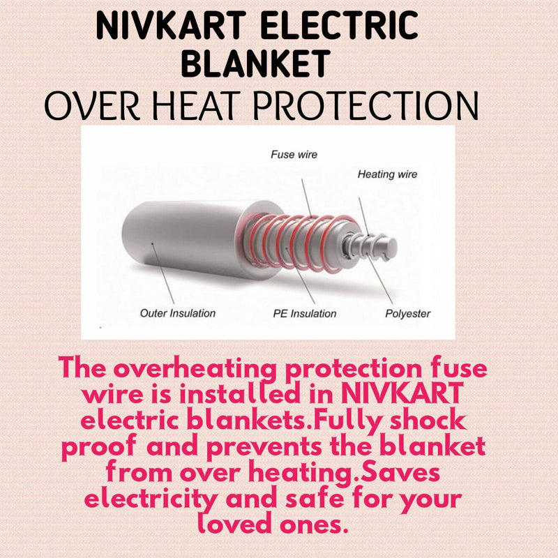 NIVKART Electric Heating Blanket for Single Bed Warmer Shockproof Temperature Controller Under Blanket