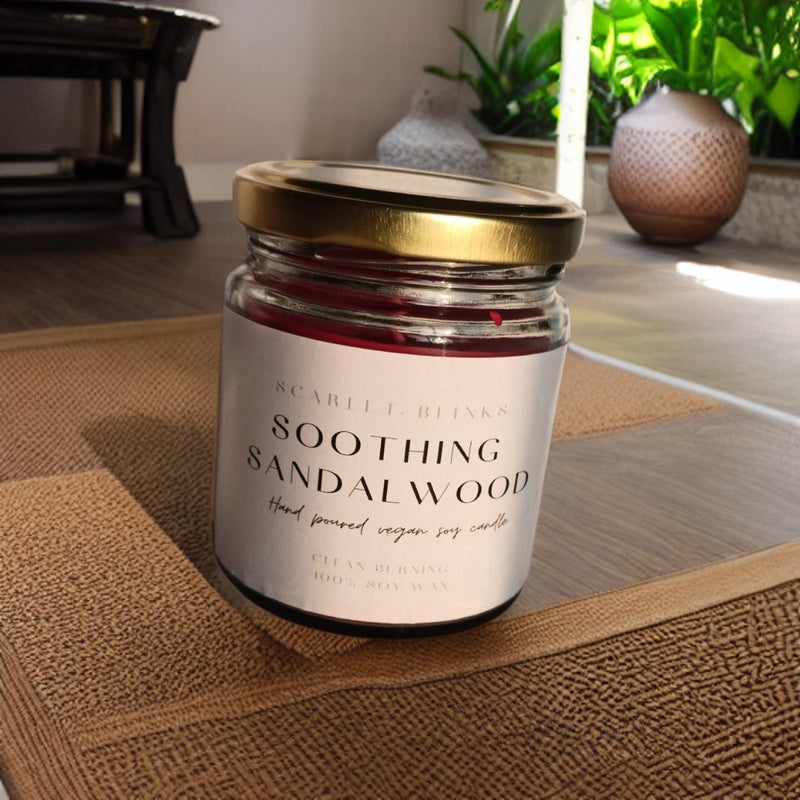 Scarlet Blinks Soothing Sandal Wood | Soy Wax Candles | Aroma Therapy Candles | Burning Time :-45 HRS Pack of 3