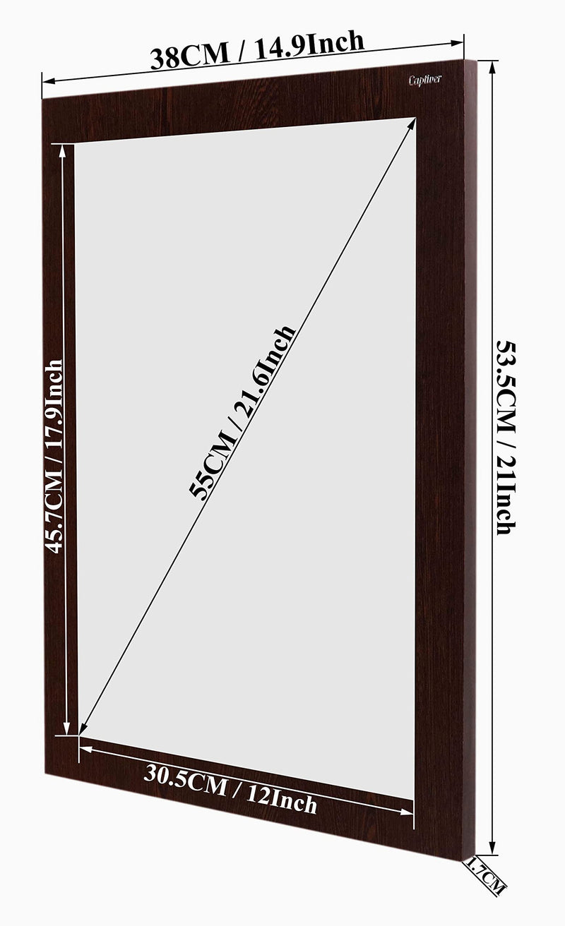 Captiver Engineered Wood Frameless Wall Décor Hanging Mirror 15X21 Inch Wenge