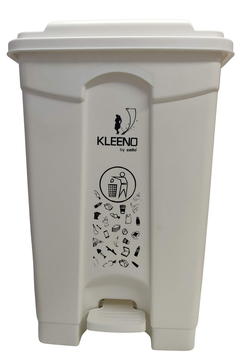 Cello Strong Plastic Step-On Pedal Garbage Dustbin 60 Ltr, White