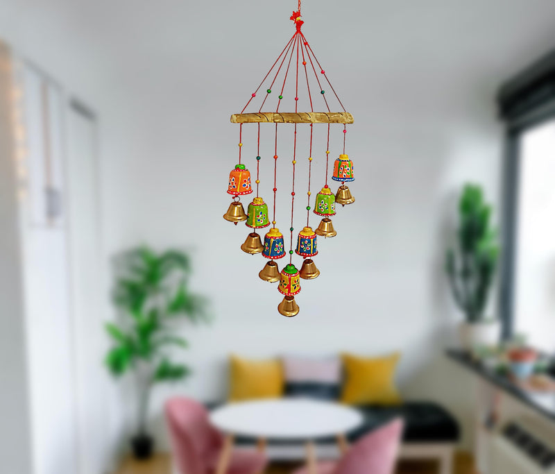 Achchha Gift Rajasthani Traditional Art Metal Wind Chimes, Hand Made Wall Hanging for Positive Vibes | Festival Home Decoration (Chimes 1)