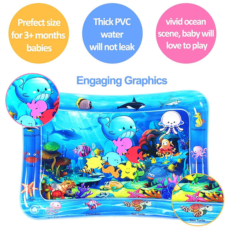 SILENCIO® Baby Kids Water Play Mat Toys Inflatable Tummy Time Leakproof Water Play Mat, Fun Activity Play Center Indoor and Outdoor Water Play Mat for Baby (Water Play Mat)