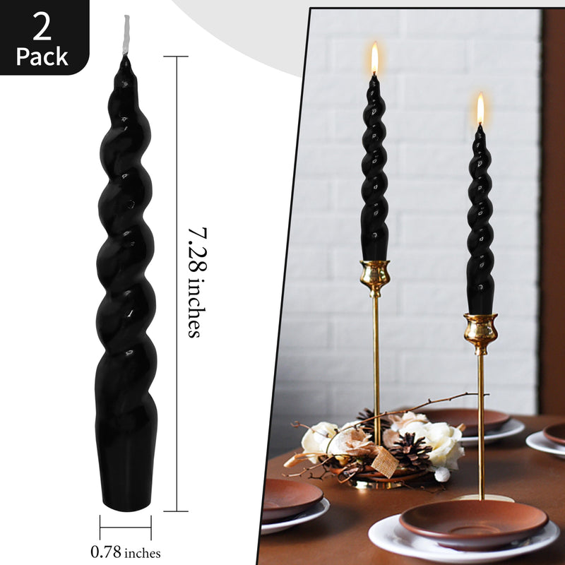 Black Candles Halloween Taper Candles Twisted Candlesticks Unscented Spiral Candles Stick Dinner Candle